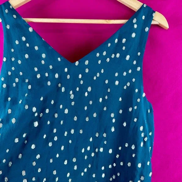 Lilly Pulitzer Silk Tank Top Gold Metallic‎ Dot Green Sleeveless V Neck Size M - Picture 17 of 17